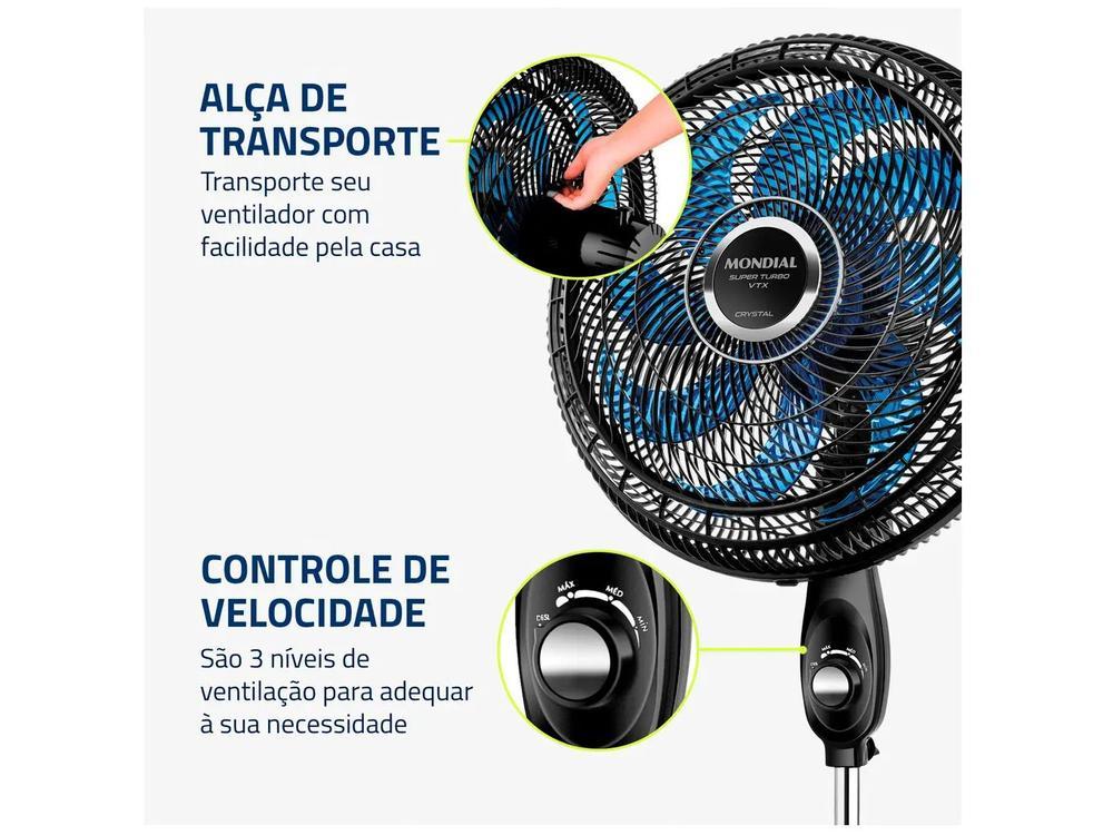 Ventilador de Coluna Mondial Super Turbo VTX-40C-Crystal 40cm 8 Pás 3 Velocidades Preto - 7