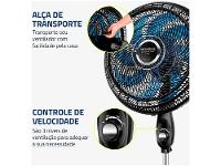Ventilador de Coluna Mondial Super Turbo VTX-40C-Crystal 40cm 8 Pás 3 Velocidades Preto - 14