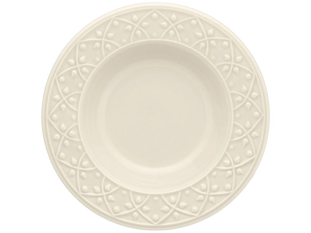 Aparelho de Jantar Chá 20 Peças Oxford Redondo Cerâmica Off White Marfim - 11