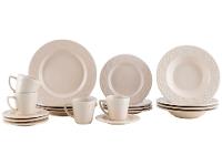 Aparelho de Jantar Chá 20 Peças Oxford Redondo Cerâmica Off White Marfim - 1