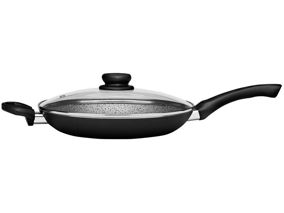Frigideira Antiaderente Panelux com Tampa de Alumínio Maximum Stone Preta 32cm - 1