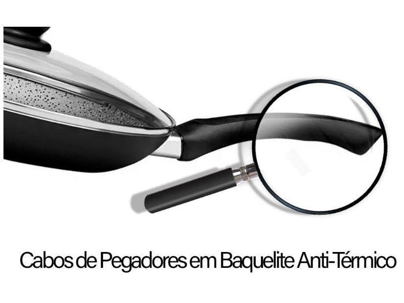 Frigideira Antiaderente Panelux com Tampa de Alumínio Maximum Stone Preta 32cm - 3