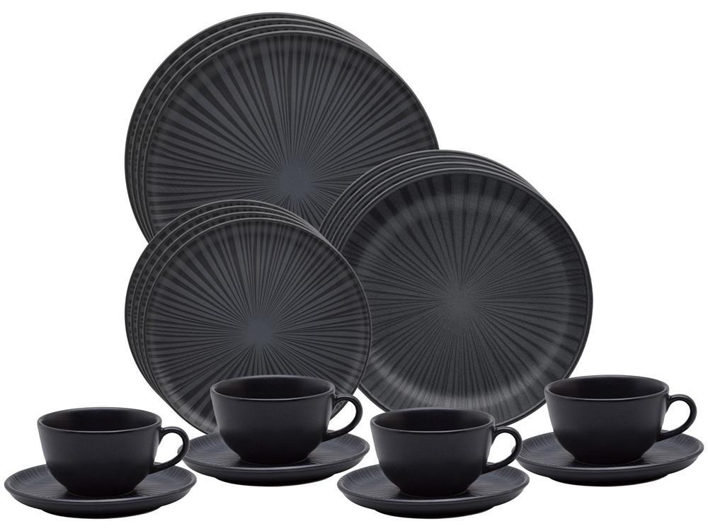 Aparelho de Jantar Chá 20 Peças Oxford Redondo Cerâmica Preta Onix - 10