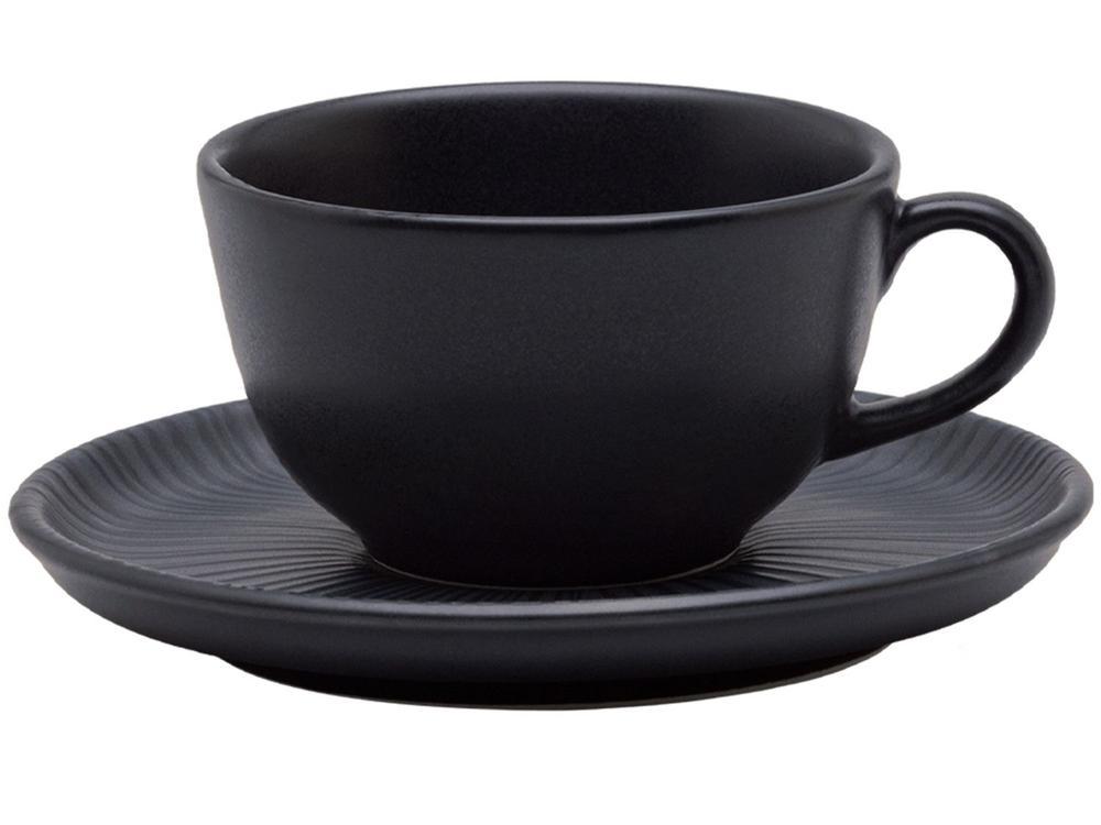 Aparelho de Jantar Chá 20 Peças Oxford Redondo Cerâmica Preta Onix - 18