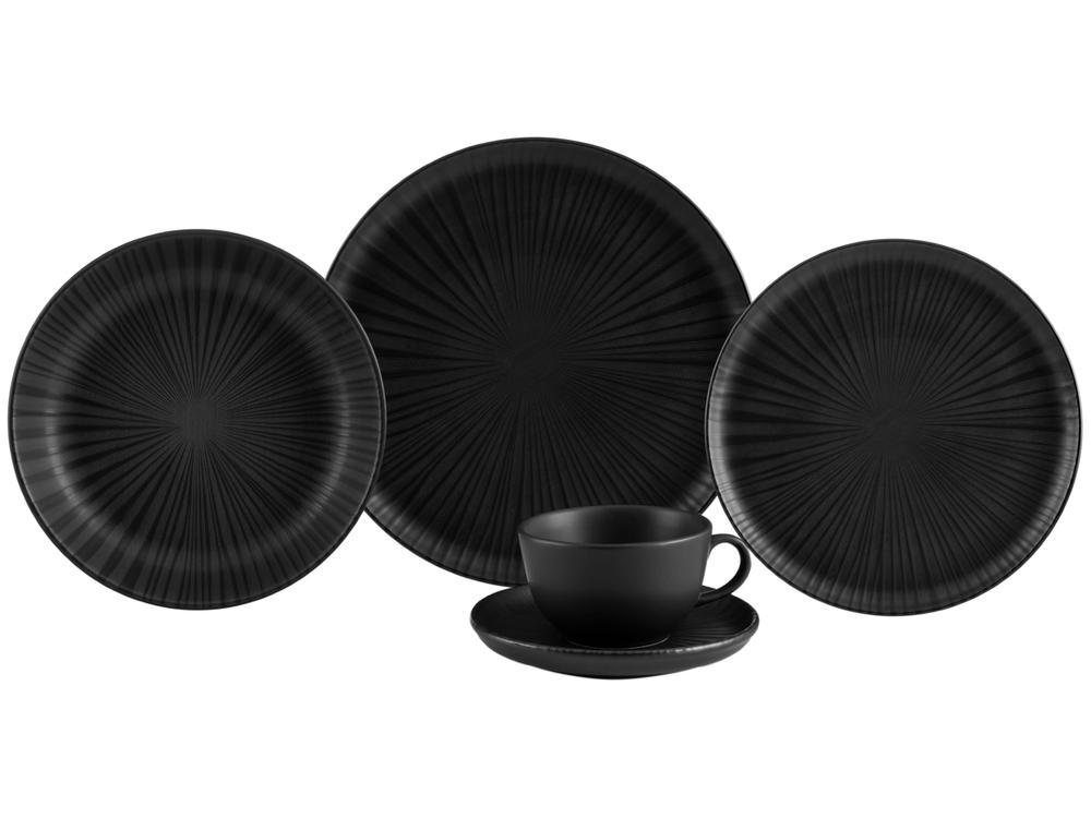 Aparelho de Jantar Chá 20 Peças Oxford Redondo Cerâmica Preta Onix - 3