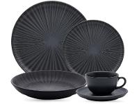Aparelho de Jantar Chá 20 Peças Oxford Redondo Cerâmica Preta Onix - 11