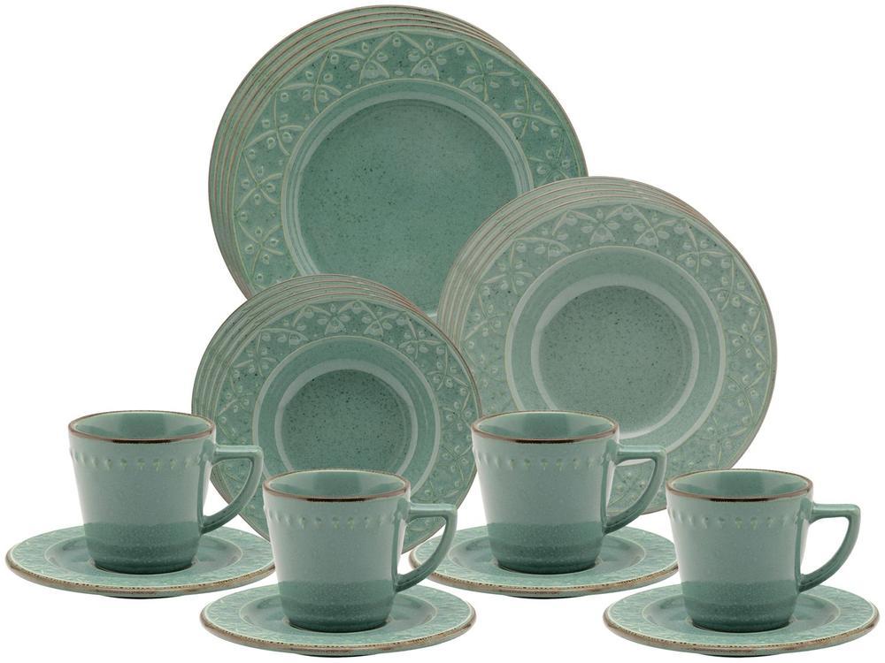 Aparelho de Jantar Chá 20 Peças Oxford Redondo Cerâmica Verde Malaquita - 14