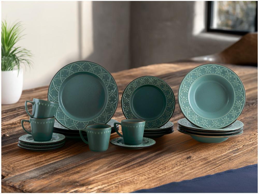 Aparelho de Jantar Chá 20 Peças Oxford Redondo Cerâmica Verde Malaquita - 2
