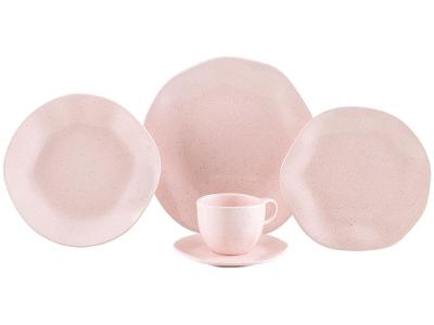 Aparelho de Jantar Chá 20 Peças Oxford Redondo Porcelana Rosa Pink Sand