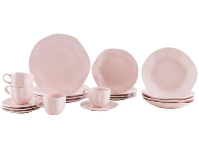 Aparelho de Jantar Chá 20 Peças Oxford Redondo Porcelana Rosa Pink Sand