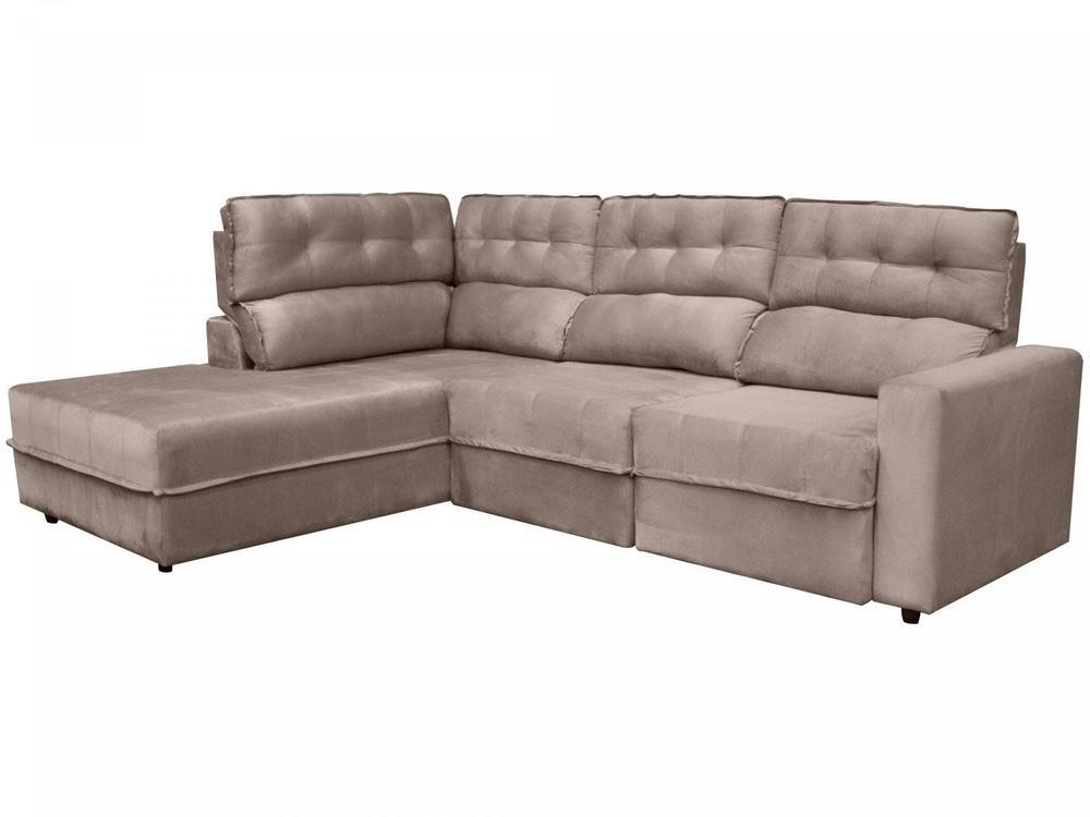 Sofá Canto + 2 lugares Retrátil Reclinável Veludo Phormatta Pacific - 1