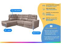 Sofá Canto + 2 lugares Retrátil Reclinável Veludo Phormatta Pacific - 2