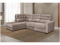 Sofá Canto + 2 lugares Retrátil Reclinável Veludo Phormatta Pacific