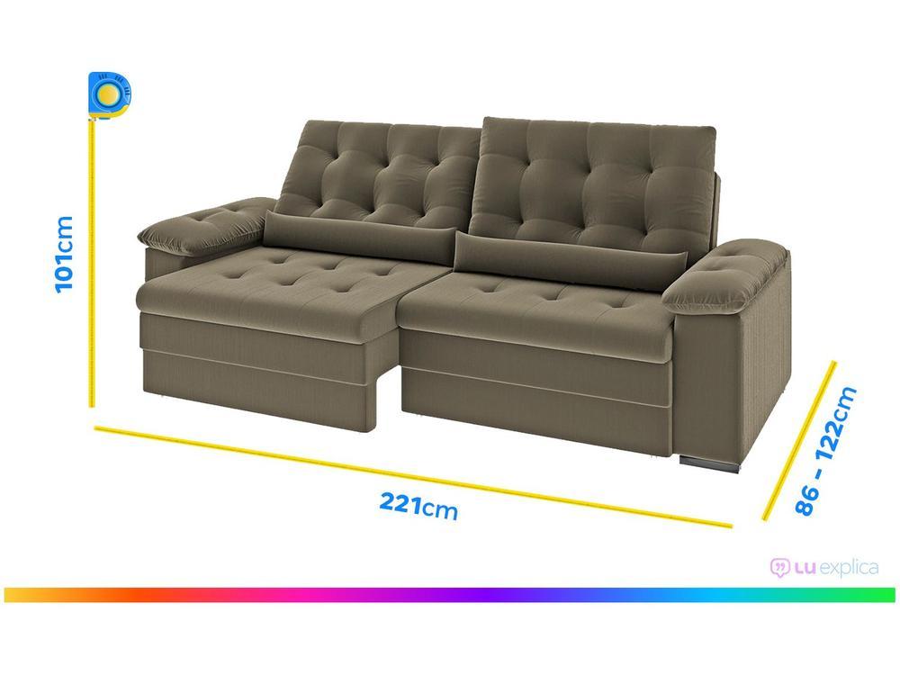 Sofá 3 Lugares Retrátil Reclinável Suede Phormatta Colômbia SMP - 12
