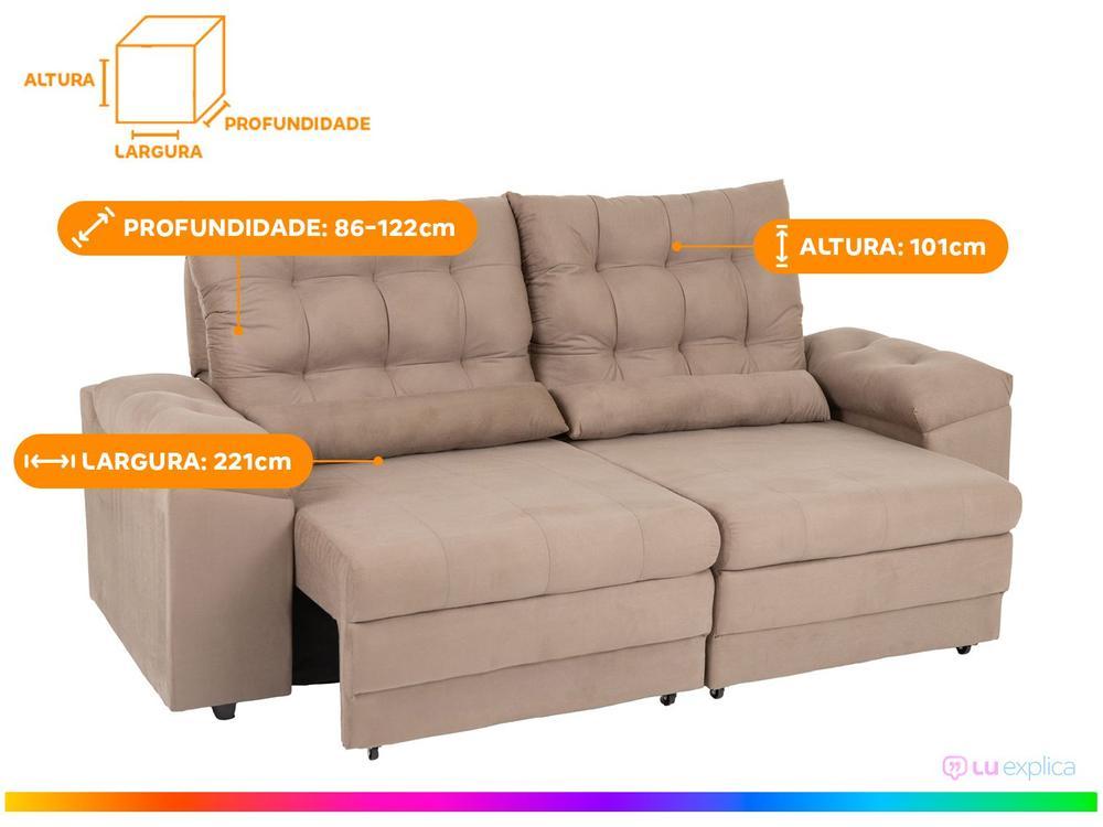 Sofá 3 Lugares Retrátil Reclinável Suede Phormatta Colômbia SMP - 3