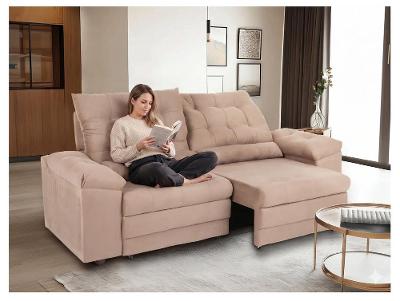 Sofá 3 Lugares Retrátil Reclinável Suede Phormatta Colômbia SMP