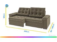 Sofá 3 Lugares Retrátil Reclinável Suede Phormatta Colômbia SMP - 12