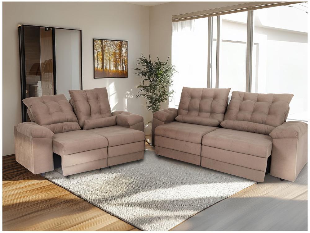 Conjunto de Sofás 2 e 3 lugares Retrátil Reclinável Suede Phormatta Colômbia SMP - 1