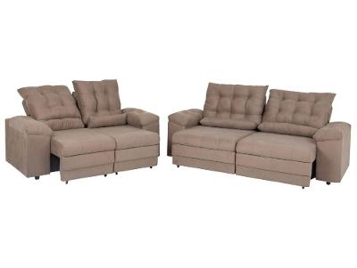 Conjunto de Sofás 2 e 3 lugares Retrátil Reclinável Suede Phormatta Colômbia SMP