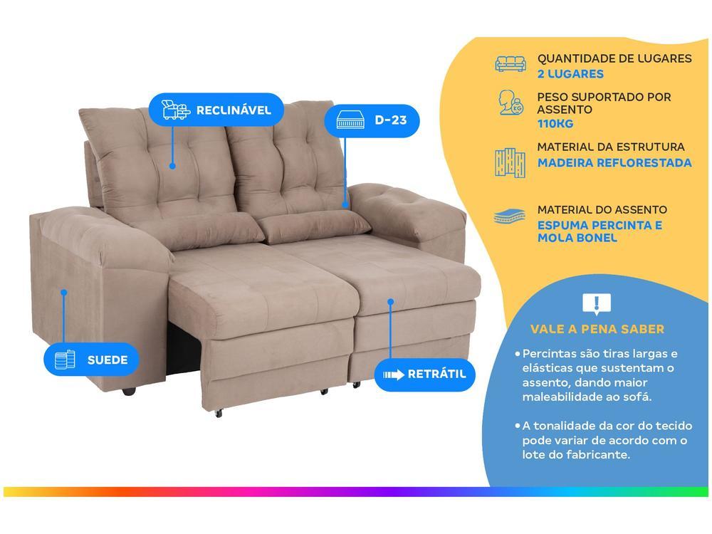 Sofá 2 Lugares Retrátil Reclinável Suede Phormatta Colômbia SMP - 2