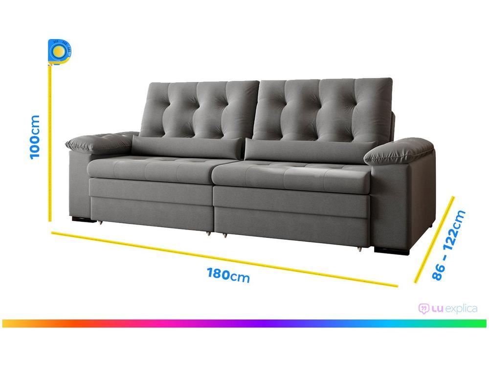 Sofá 2 e 3 Lugares Retrátil Reclinável Suede Phormatta Colômbia SMP - 12
