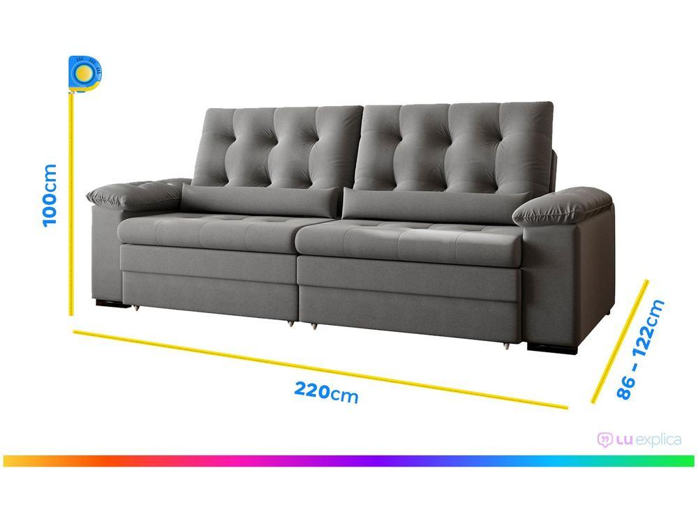 Sofá 2 e 3 Lugares Retrátil Reclinável Suede Phormatta Colômbia SMP - 13