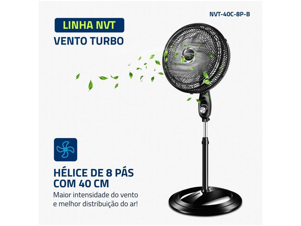 Ventilador de Coluna Mondial Turbo NVT-40C-8P-B 40cm 8 Pás 3 Velocidades Preto e Prata - 15