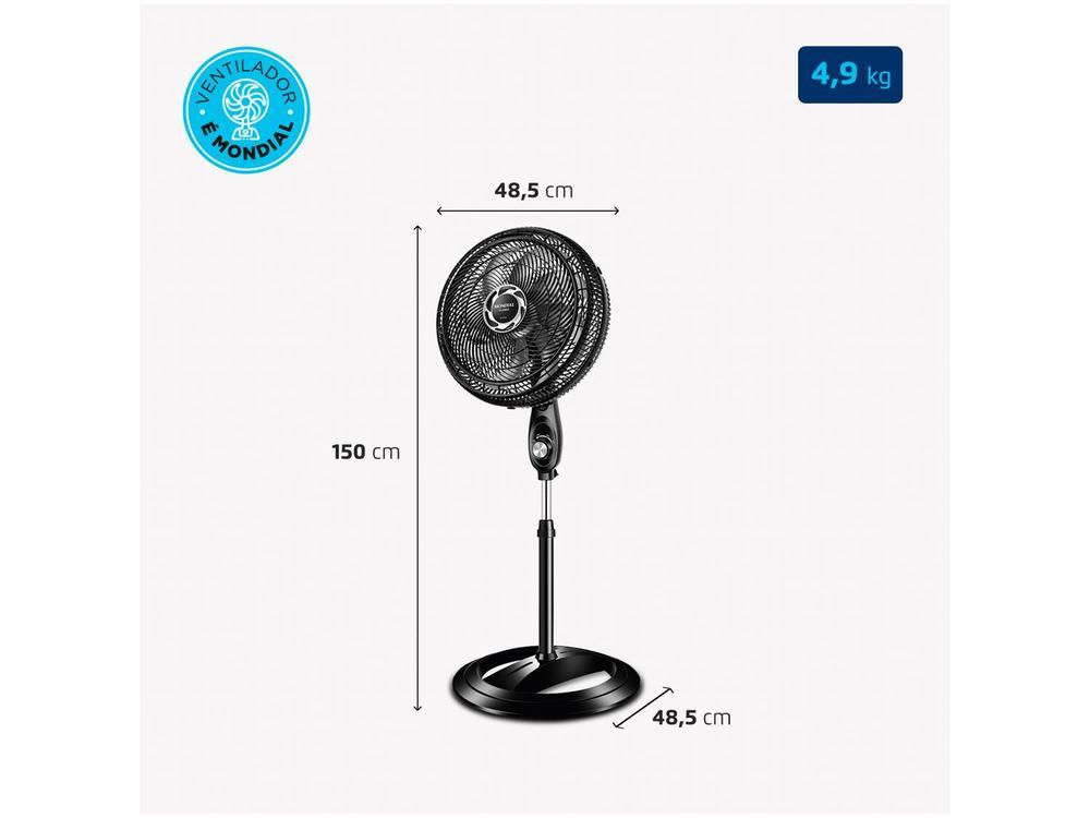 Ventilador de Coluna Mondial Turbo NVT-40C-8P-B 40cm 8 Pás 3 Velocidades Preto e Prata - 12