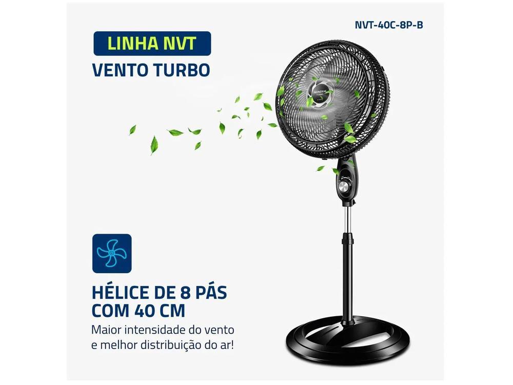 Ventilador de Coluna Mondial Turbo NVT-40C-8P-B 40cm 8 Pás 3 Velocidades Preto e Prata - 3