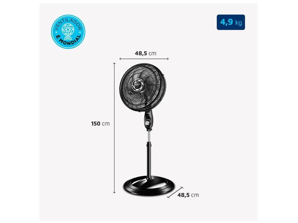 Ventilador de Coluna Mondial Turbo NVT-40C-8P-B 40cm 8 Pás 3 Velocidades Preto e Prata - 8