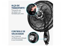 Ventilador de Coluna Mondial Turbo NVT-40C-8P-B 40cm 8 Pás 3 Velocidades Preto e Prata - 7