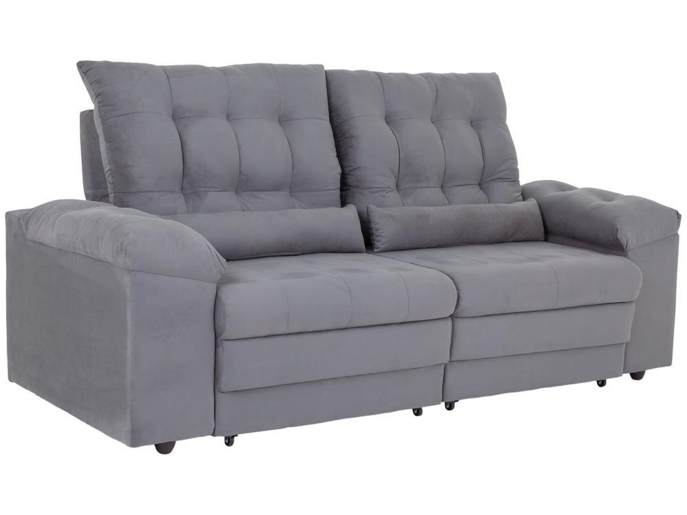 Sofá 3 Lugares Retrátil Reclinável Suede Phormatta Colômbia SMP - 4