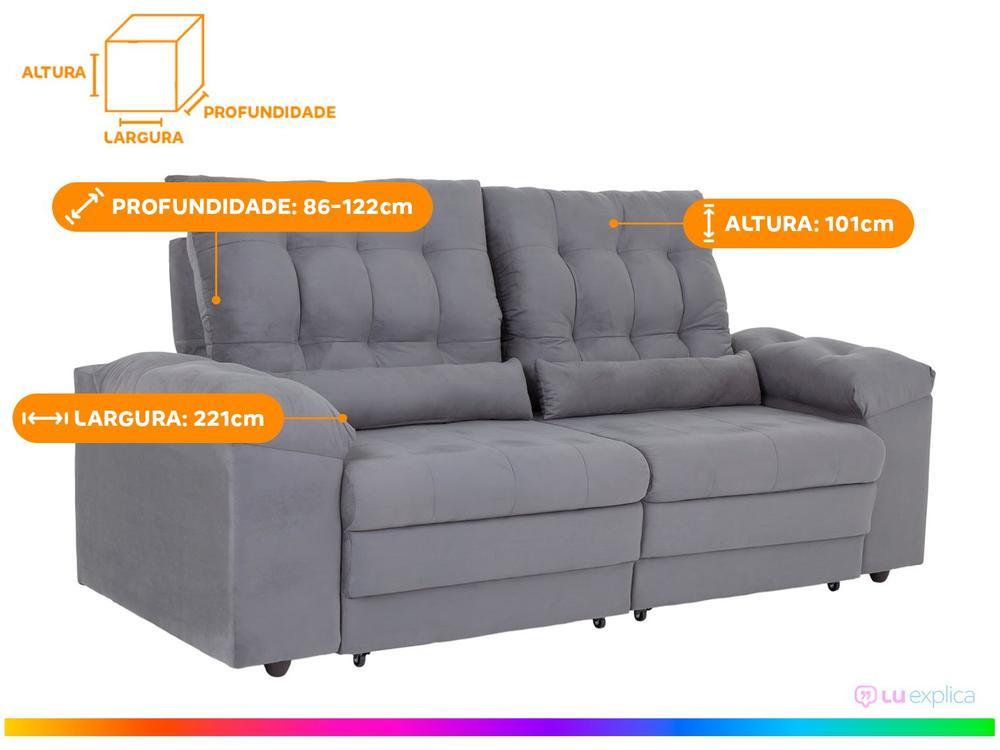 Sofá 3 Lugares Retrátil Reclinável Suede Phormatta Colômbia SMP - 3