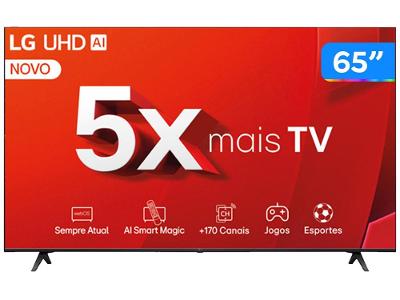 Smart TV 65" 4K LG Ultra HD 65UT8050 com Processador a5 Ger7 AI Alexa/Chromecast integrado Otimizador de Jogos webOS 24 e Controle Smart Magic