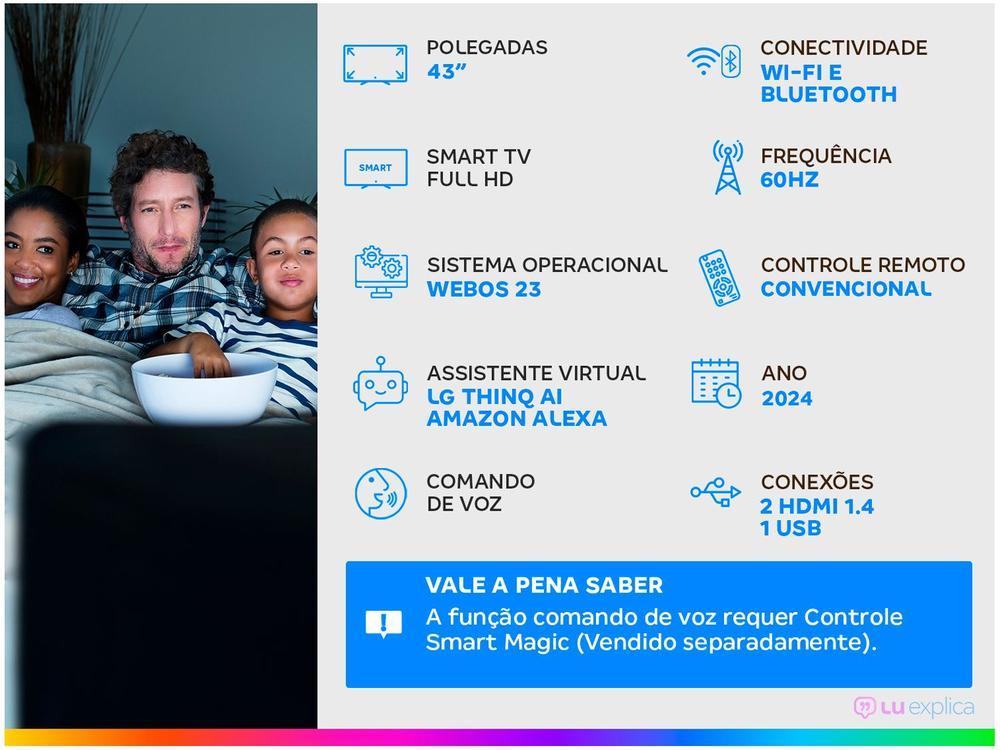 Smart TV 43" Full HD LCD LG 43LR6700PSA AI Processor Wi-Fi e Bluetooth 2 HDMI 1 USB - 2