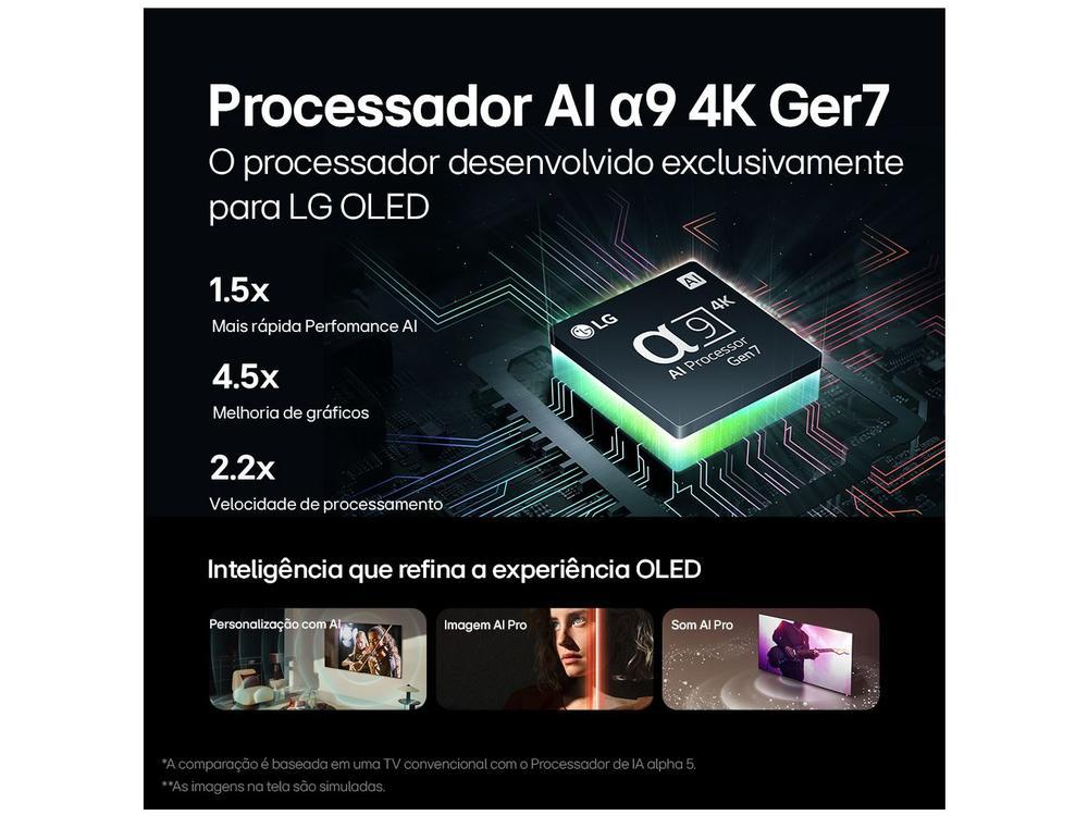 Smart TV 65" 4K LG OLED evo OLED65C4 120Hz Nativo Processador α9 Ger7 Wi-Fi e Bluetooth 4 HDMI 3 USB - 3