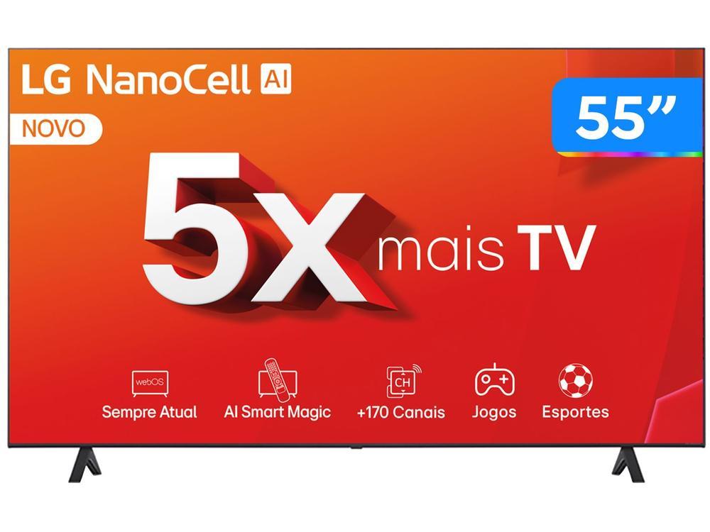 Smart TV 55" 4K LCD LED NanoCel LG 55NANO80TSA AI Processor Wi-Fi e Bluetooth 3 HDMI 2 USB - 1
