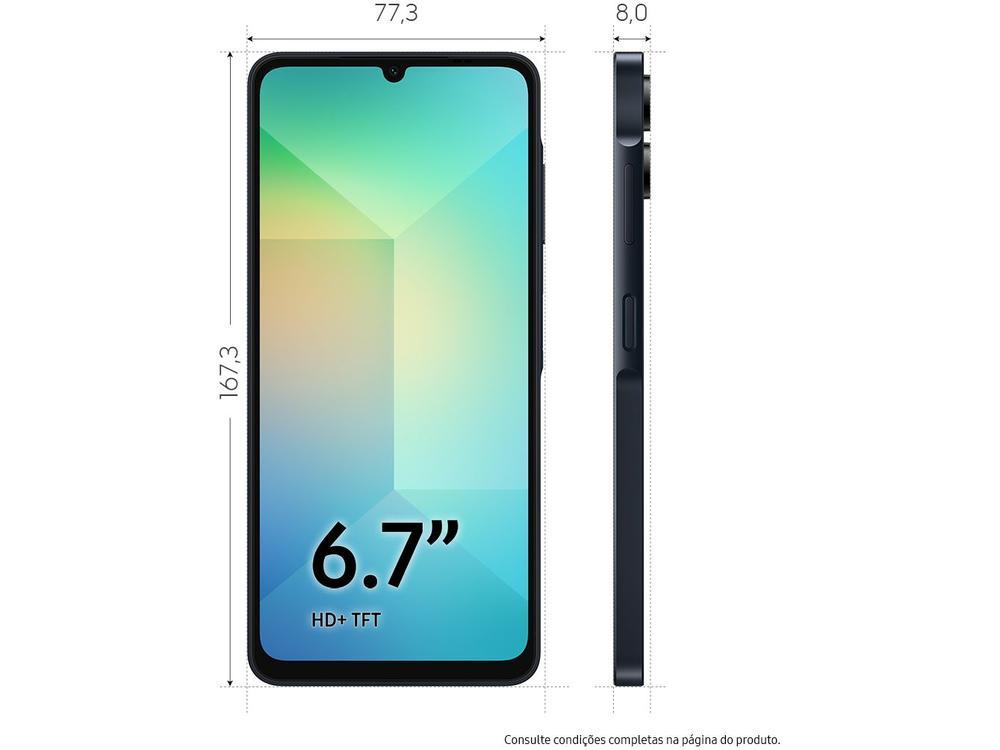Smartphone Samsung Galaxy A06 128GB 4GB RAM Azul Escuro 6,7" Câm. Dupla + Selfie 8MP - 3