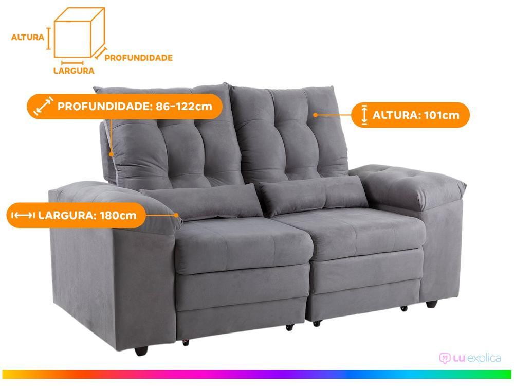 Sofá 2 Lugares Retrátil Reclinável Suede Phormatta Colômbia SMP - 3