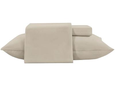 Jogo de Cama Solteiro de Poliéster Jolitex 300 Fios Toque de Seda Bege 2 Peças