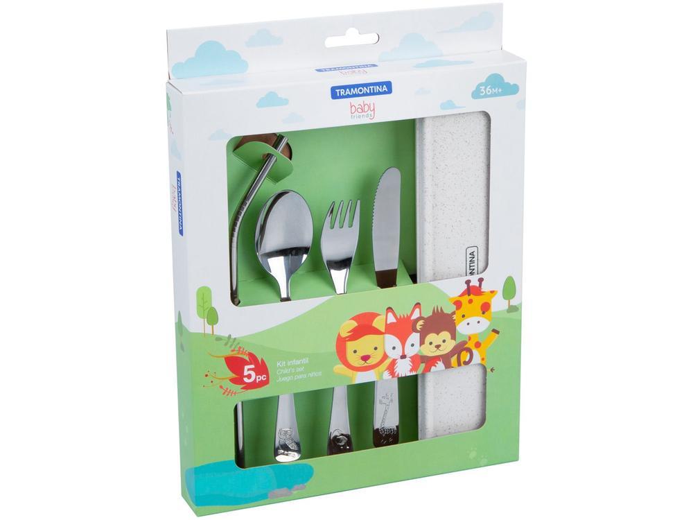 Kit Talher Infantil Tramontina Animais Baby Friends Inox 5 Peças - 5