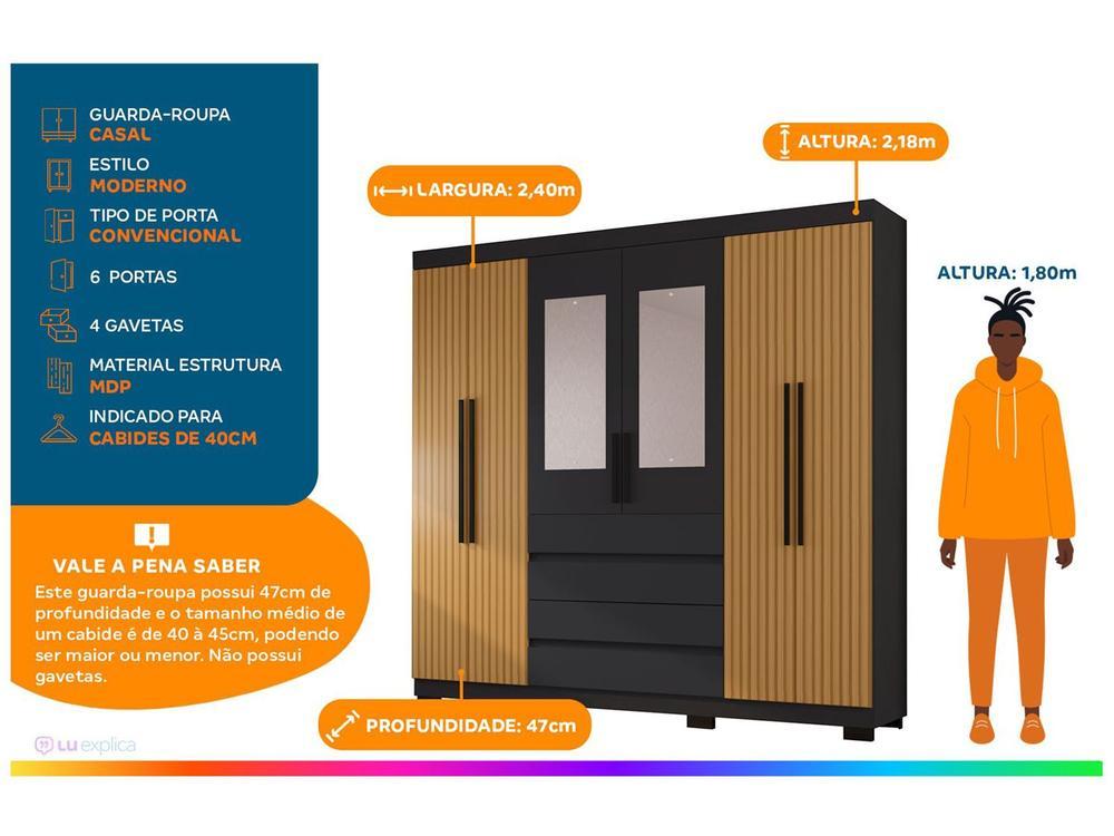 Guarda-roupa Casal 6 Portas 4 Gavetas Araplac Lisboa - 2
