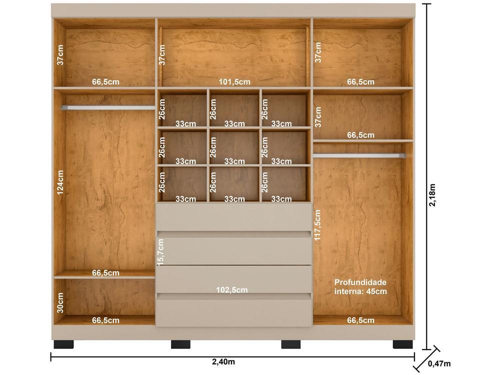 Guarda-roupa Casal 6 Portas 4 Gavetas Araplac Lisboa - 14