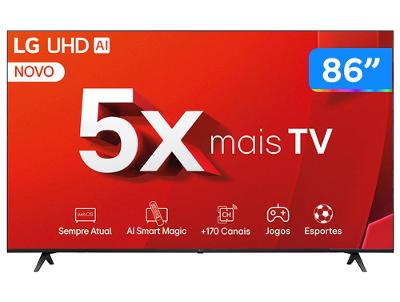 Smart TV 86" 4K LG Ultra HD 86UT8050 com Processador a5 Ger7 AI, Alexa/Chromecast integrado, Otimizador de Jogos, webOS 24 e Controle Smart Magic