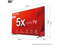 Smart TV 86" 4K LG Ultra HD 86UT8050 com Processador a5 Ger7 AI, Alexa/Chromecast integrado, Otimizador de Jogos, webOS 24 e Controle Smart Magic - 29