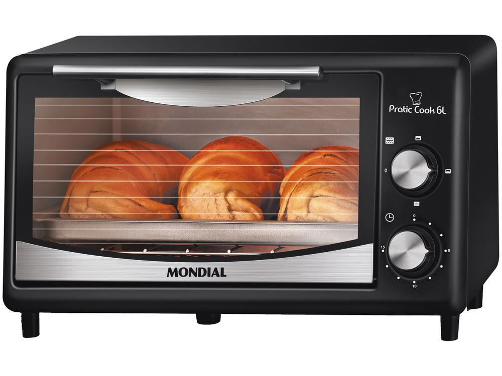 Forno Elétrico de Bancada Mondial com Timer 6L Preto Pratic Cook FR-09 - 1