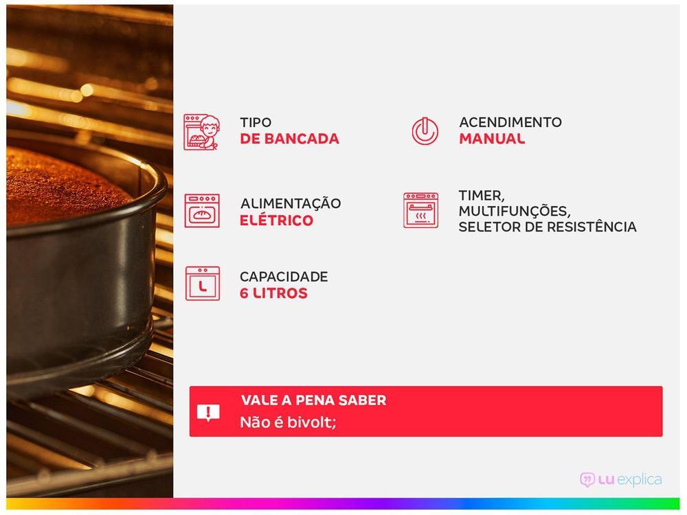 Forno Elétrico de Bancada Mondial com Timer 6L Preto Pratic Cook FR-09 - 2