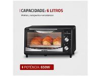 Forno Elétrico de Bancada Mondial com Timer 6L Preto Pratic Cook FR-09