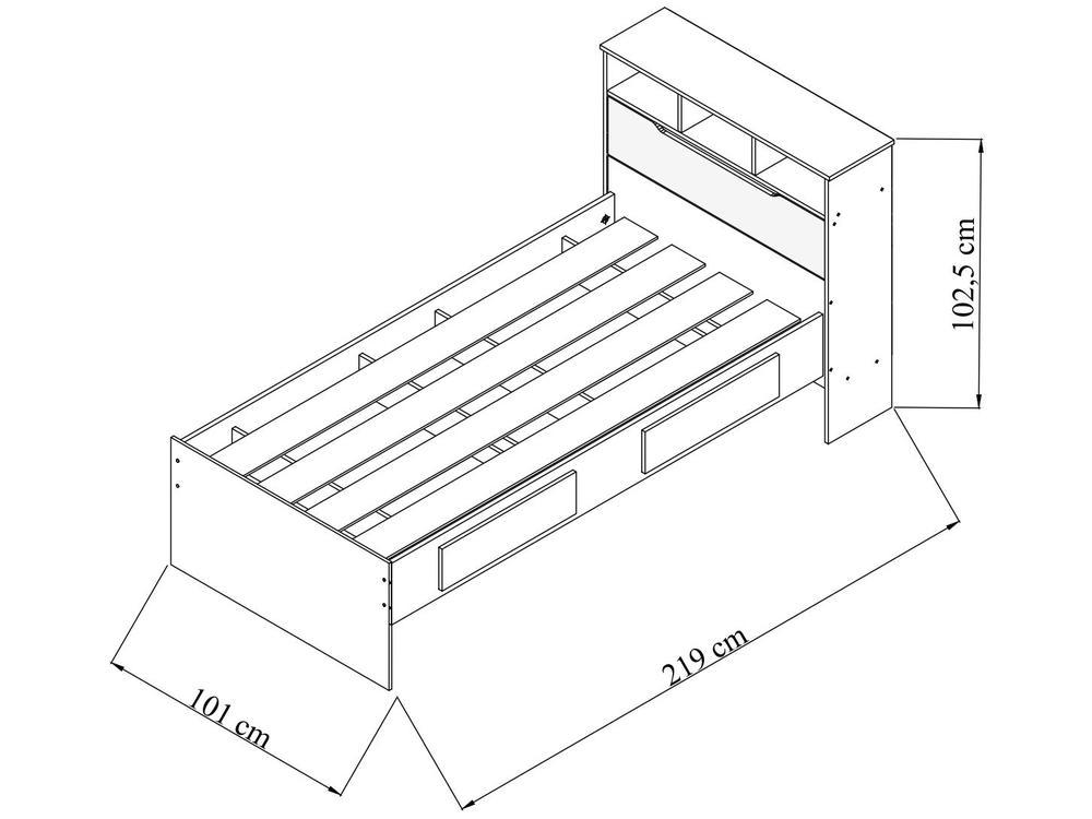 Cama Solteiro Baú 2 Gavetas Conquista Móveis Ravena - 4