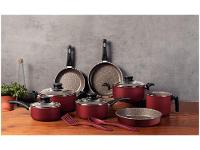 Jogo de Panelas Tramontina Antiaderente de Alumínio Vermelho 10 Peças Paris - 2